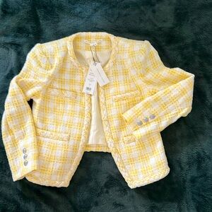 Veronica Beard Byrne Jacket, sz8, pale Yellow/White. BNWT